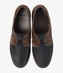 Loake Boat Shoes*Lymington Navy Brown Nubuck