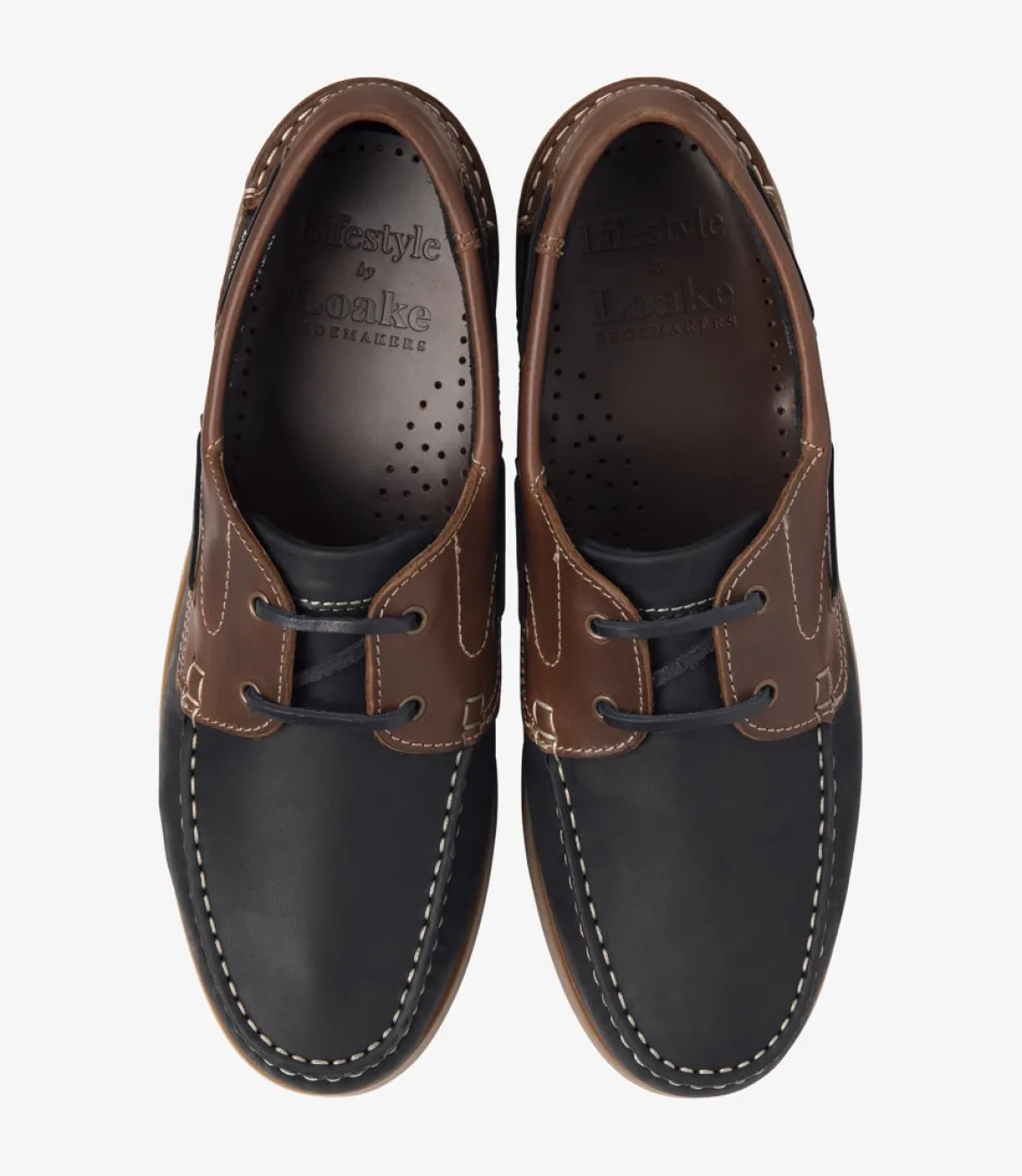 Loake Boat Shoes*Lymington Navy Brown Nubuck