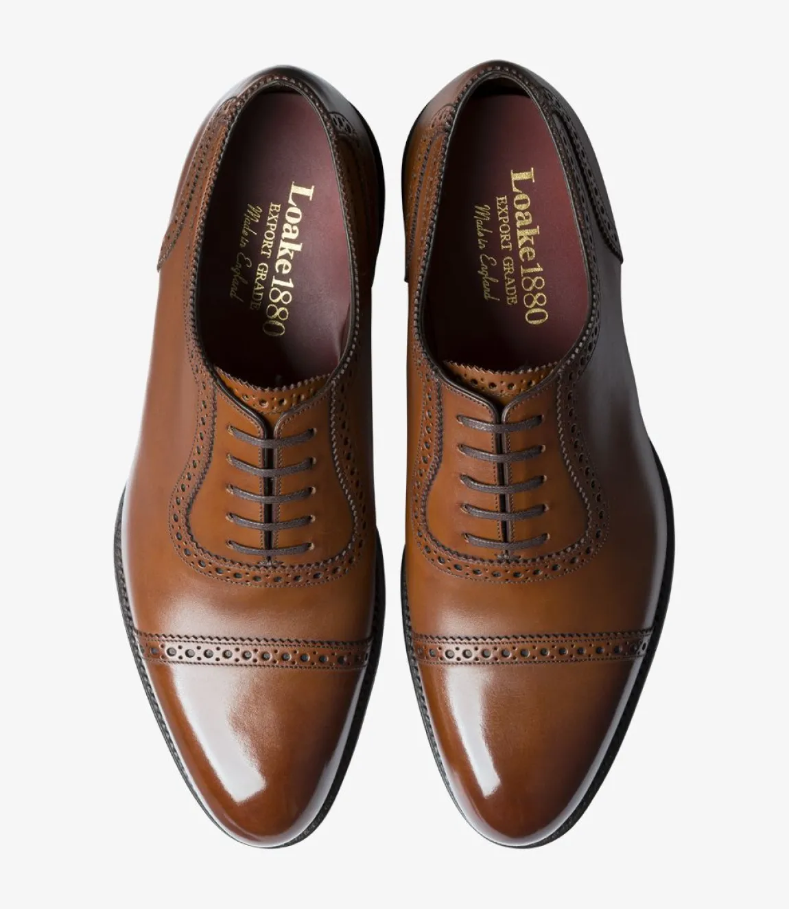 Loake Goodyear Welted Shoes|Semi Brogues*Trinity Deep Mahogany